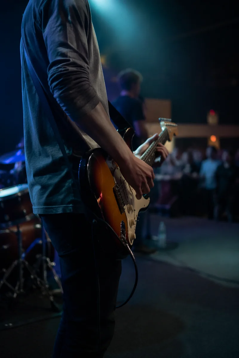 Teen Worship Guitarist on Church Stage