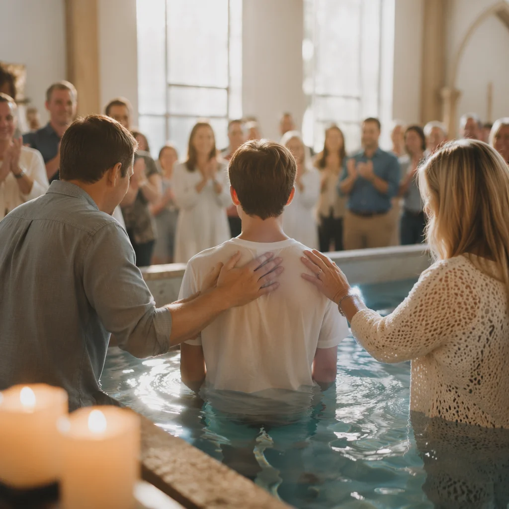 Teenager Baptism Celebration in Contemporary Church