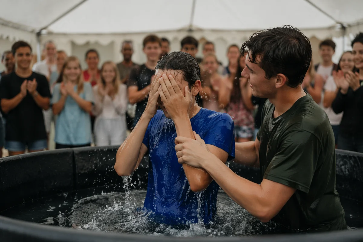 Teen Baptism Celebration Under White Canopy
