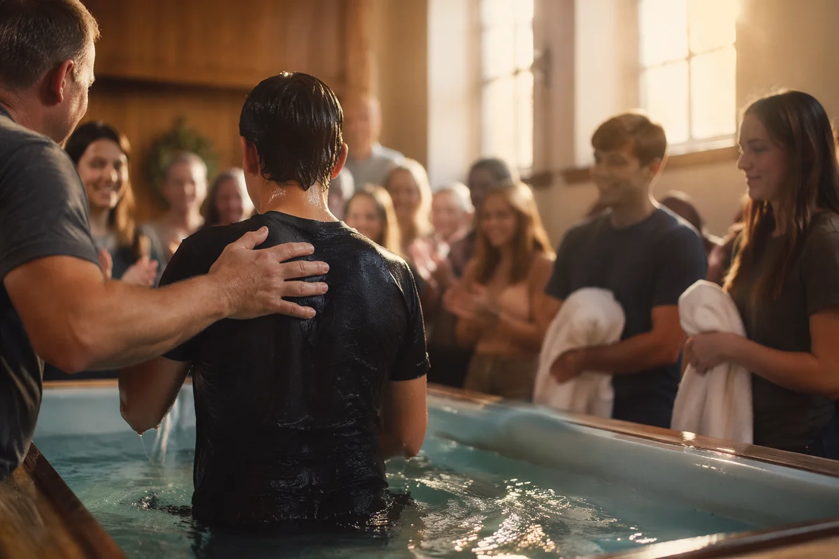 Teenager Baptism Celebration in Church Community