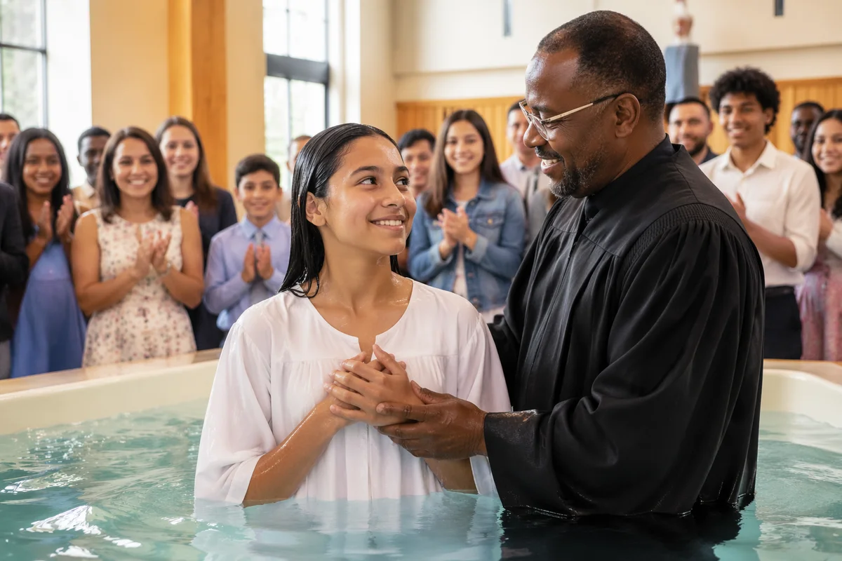 Teen Baptism Celebration in Modern Sanctuary