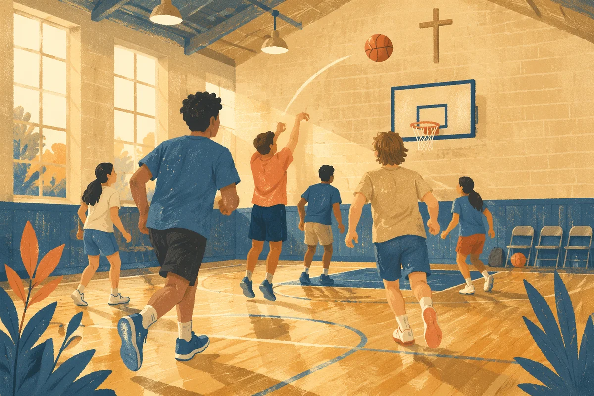 Teen Basketball Fellowship in Church Gym