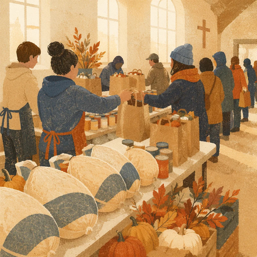 Thanksgiving Turkey Distribution in Church Hall