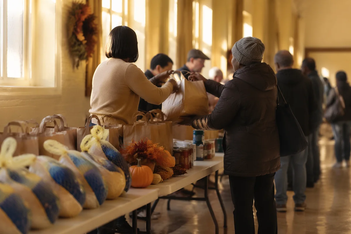 Thanksgiving Turkey Distribution in Church Hall