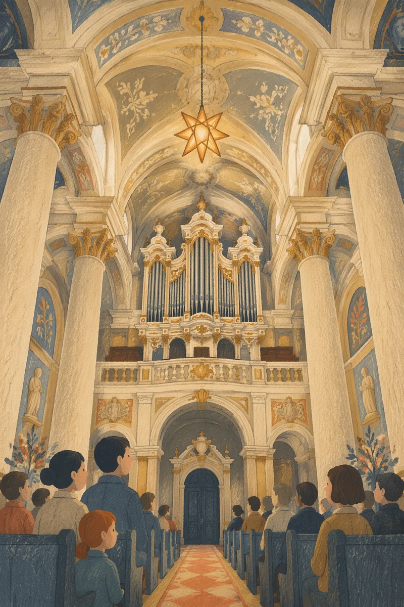 Grand Church Organ Pipes in Sanctuary