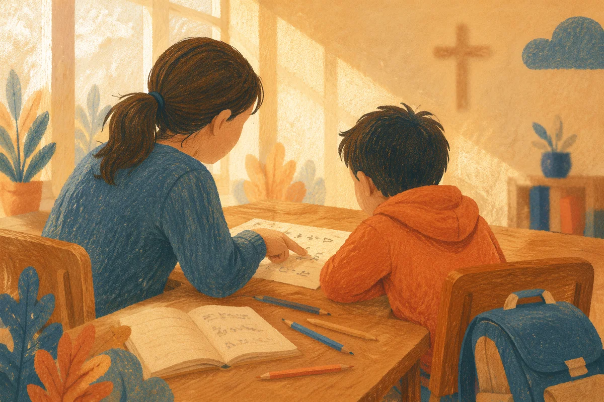 Church Volunteer Tutoring Child After School