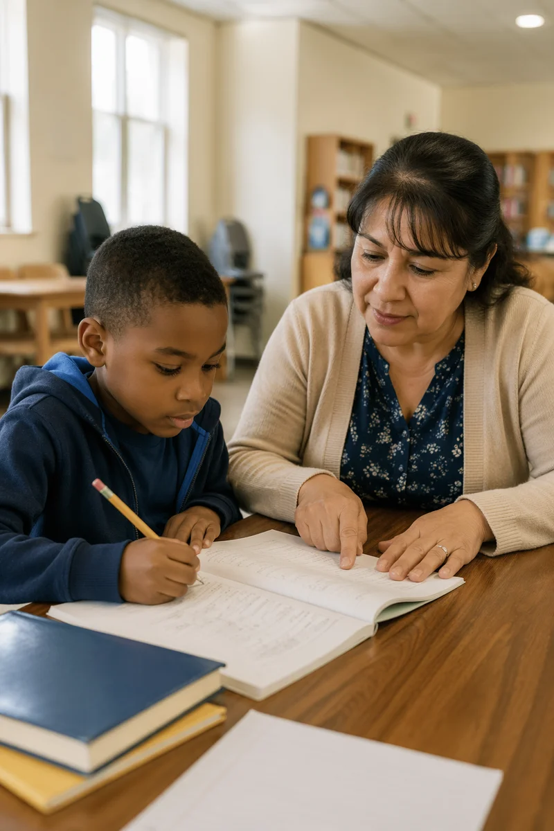 Volunteer Helping Child with Homework