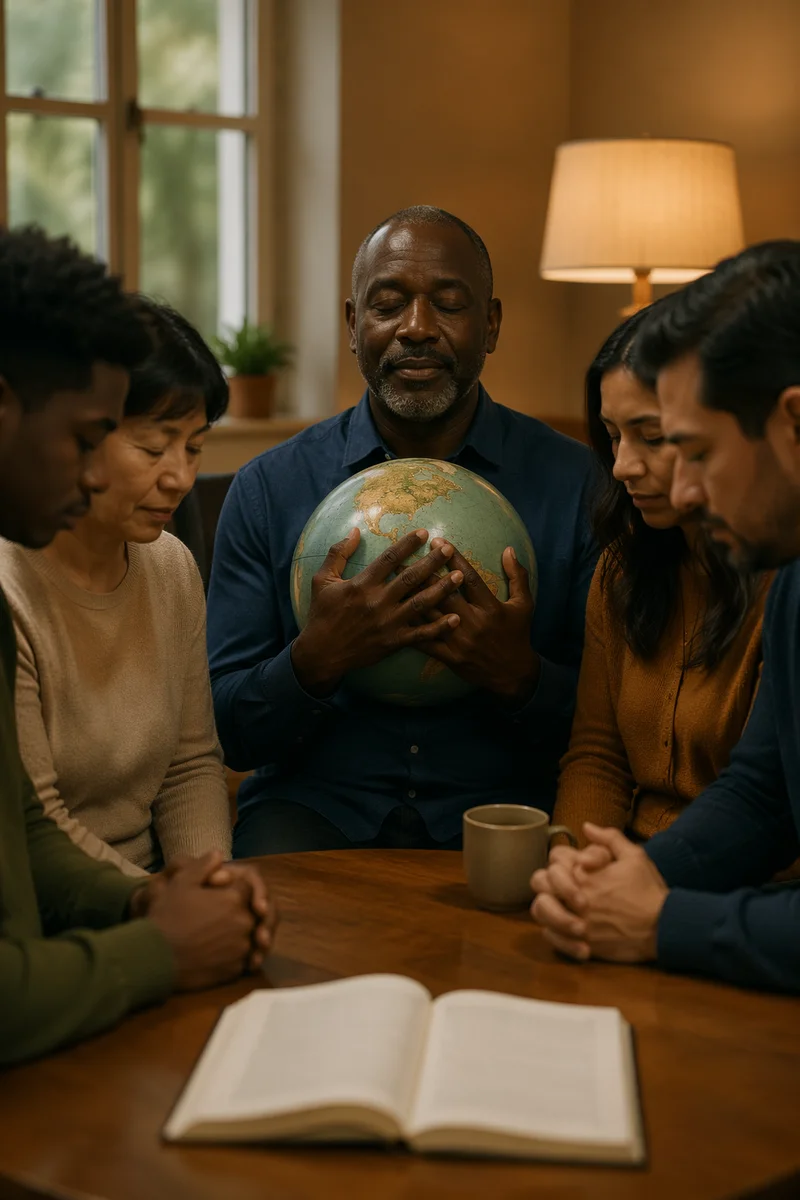 Diverse Group Reflecting Around Globe