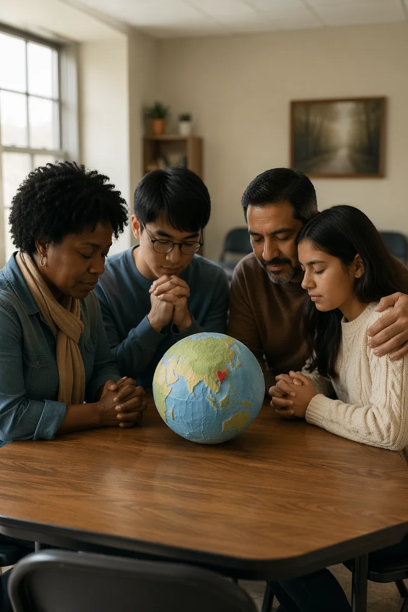 Prayer Circle Around Handmade Globe