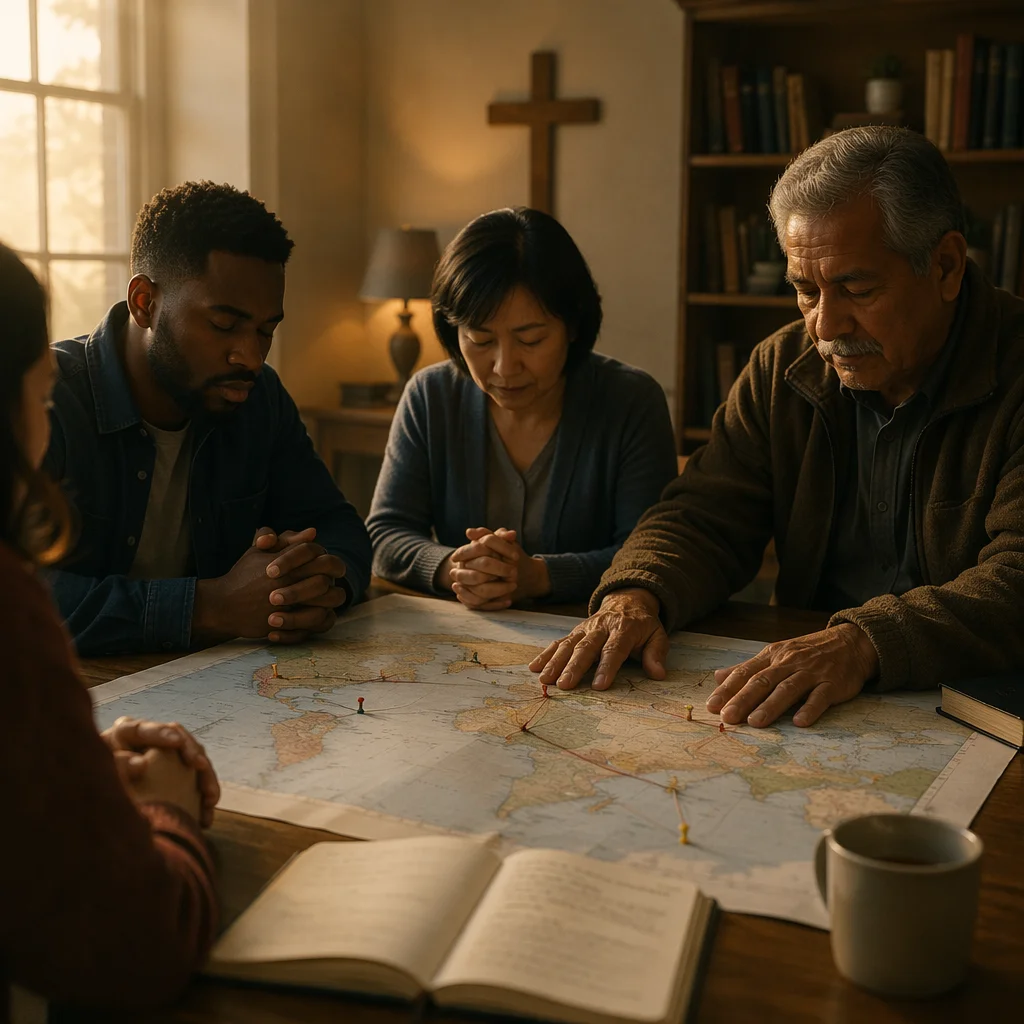 Global Prayer Gathering Around World Map