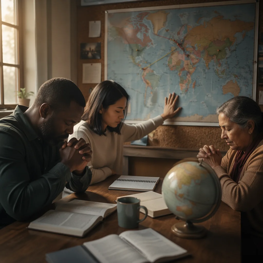 Prayer Gathering Around World Mission Map