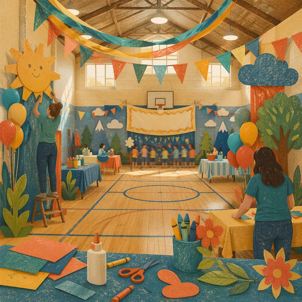 Colorful Vacation Bible School Church Gym Decor