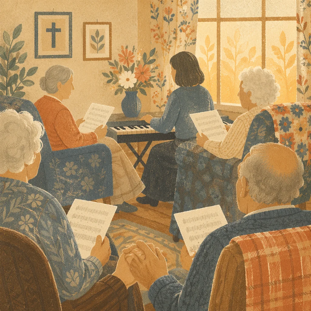 Hymn Gathering in a Cozy Nursing Home