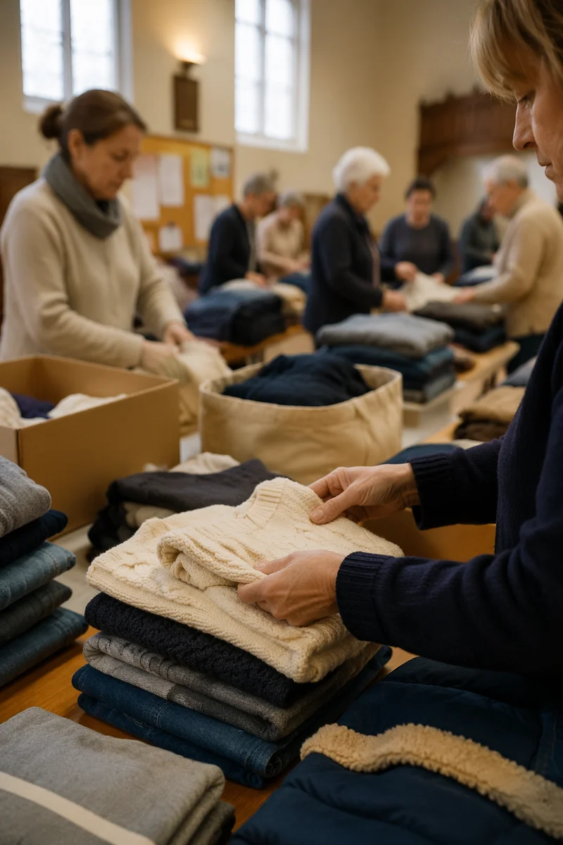 Church Volunteers Sorting Donated Clothes