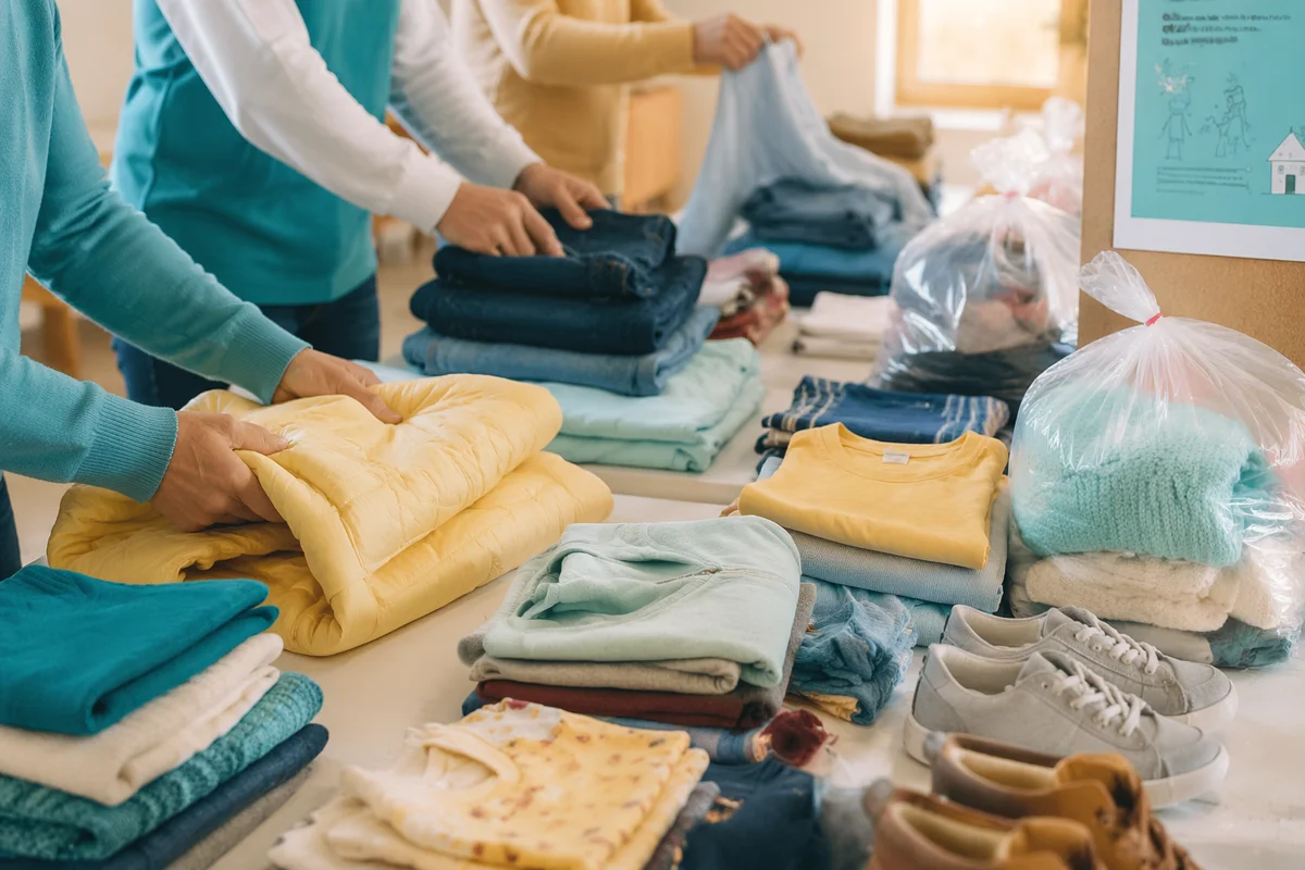 Church Volunteers Sorting Donated Clothes