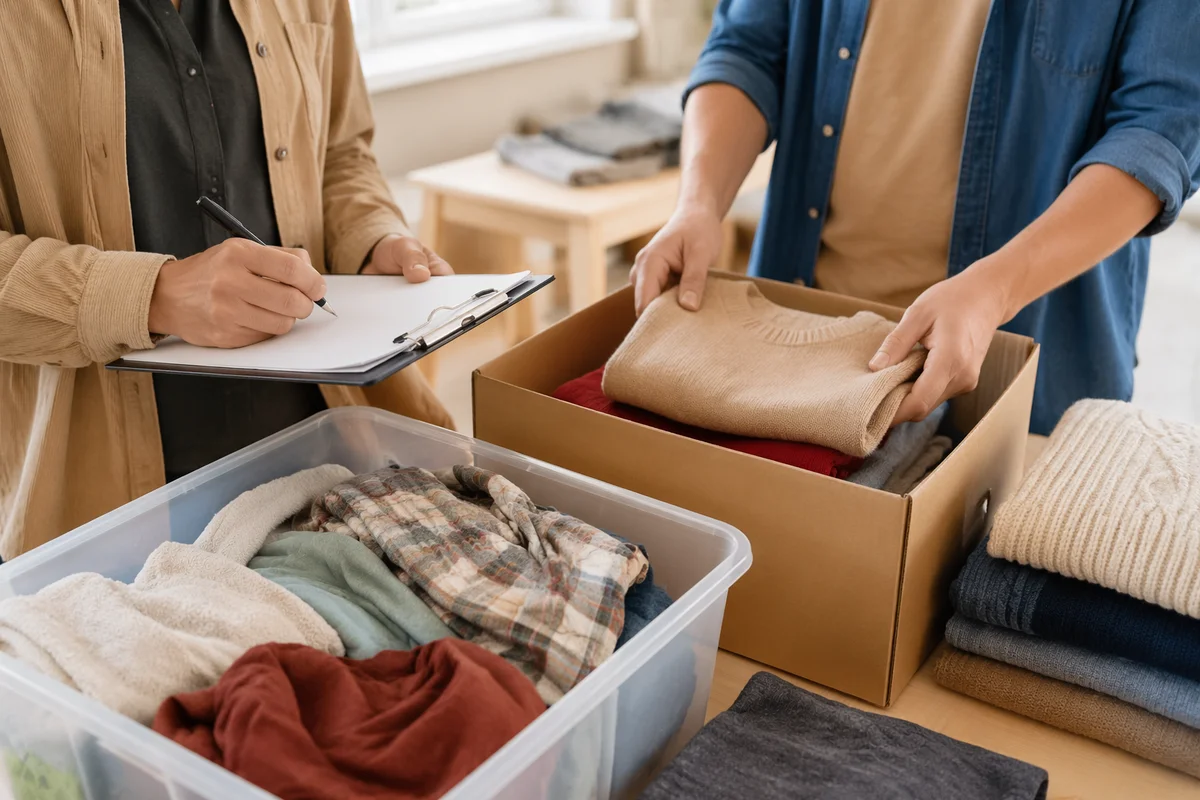 Church Volunteers Sorting Donated Clothes