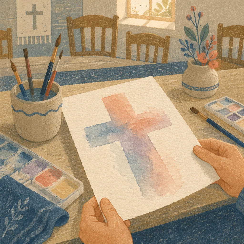 Soft Watercolor Cross Workshop Background