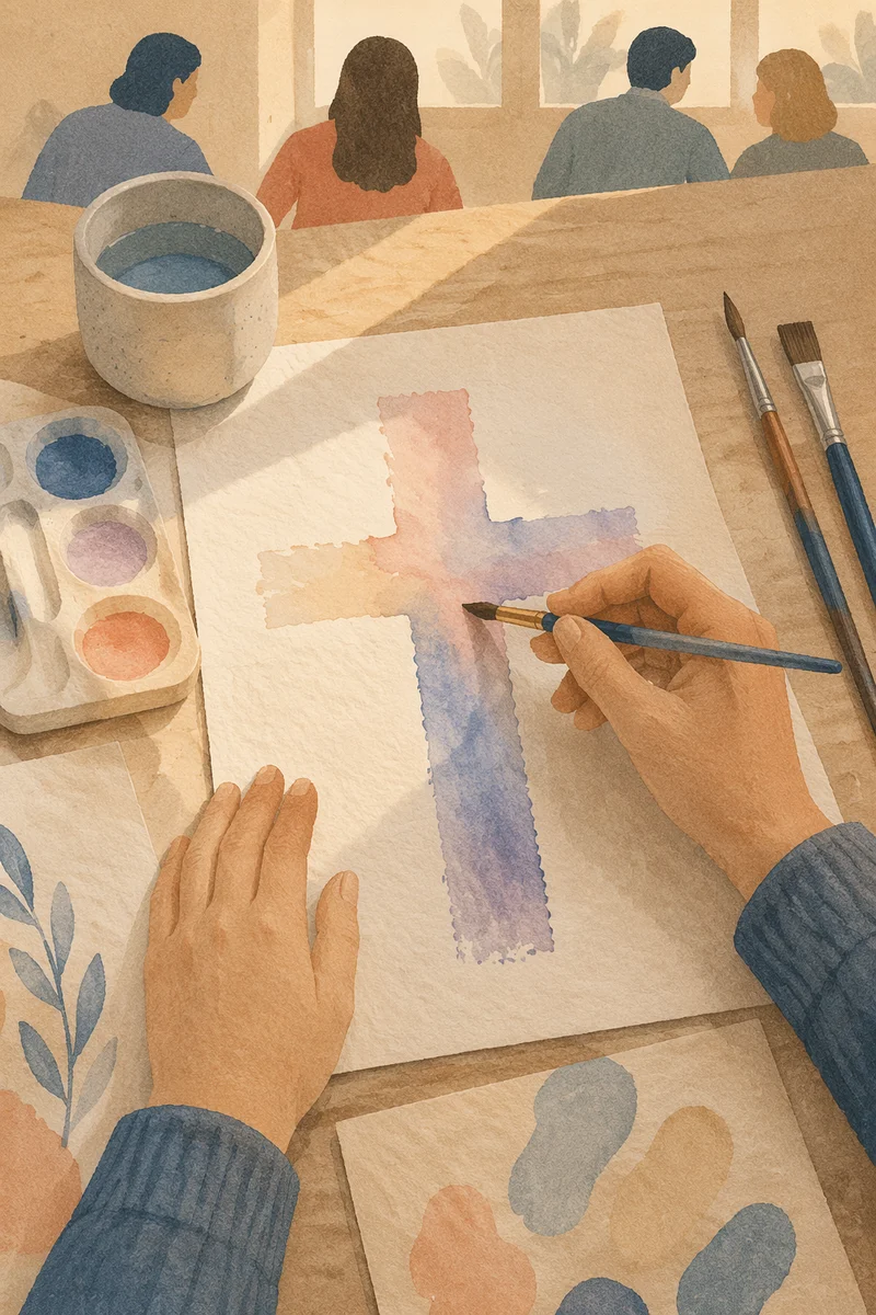 Soft Watercolor Cross Art Gathering