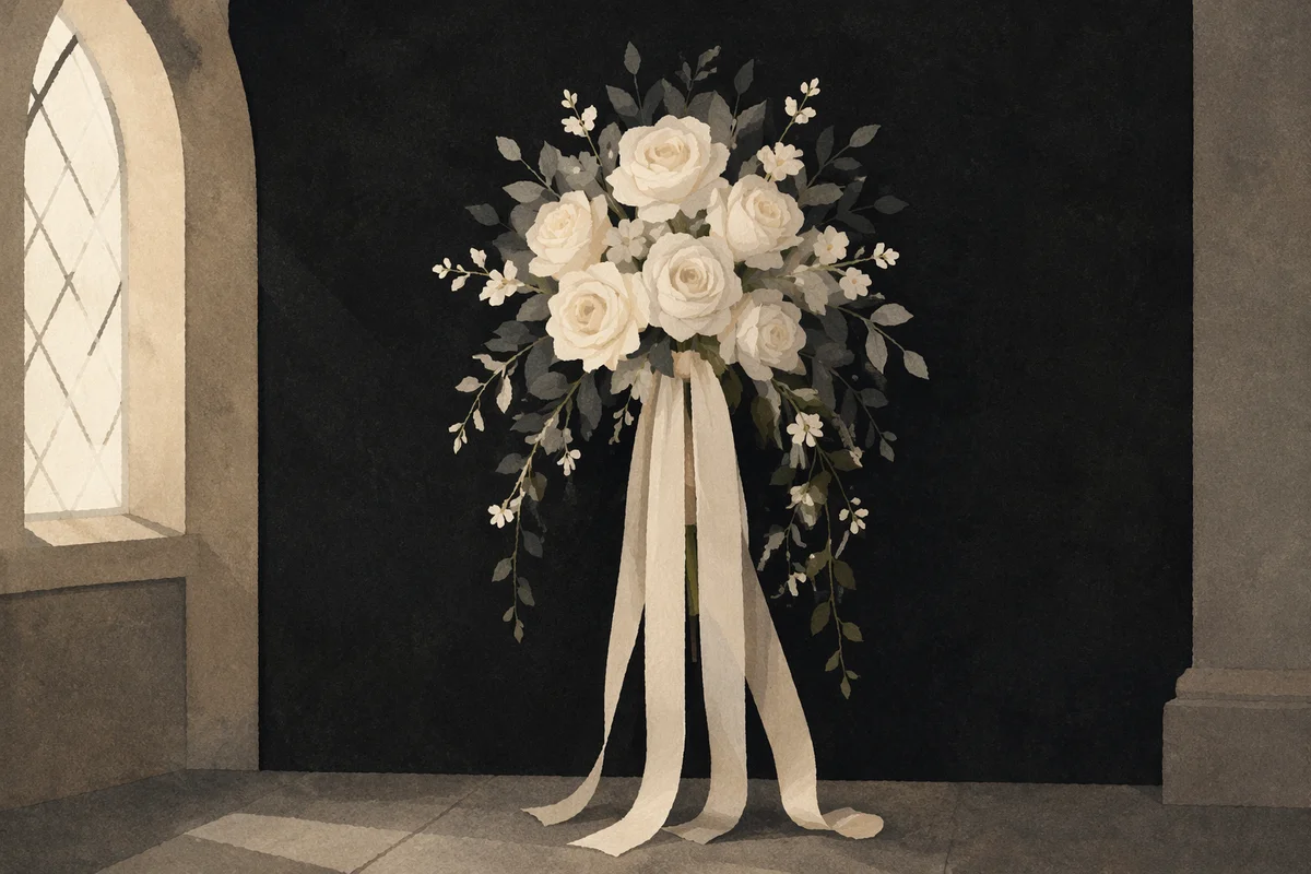 Elegant White Rose Wedding Bouquet in Chapel