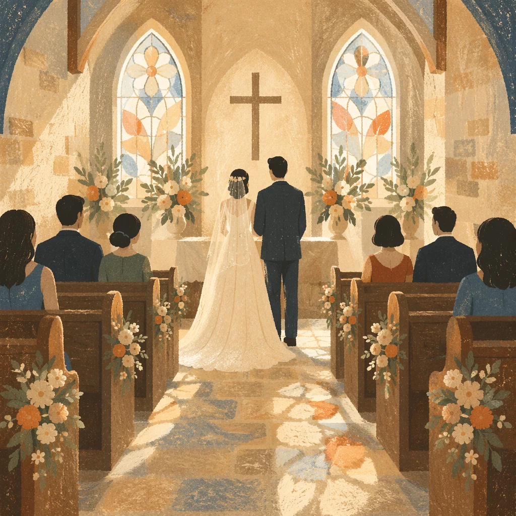 Bride and Groom at Church Altar