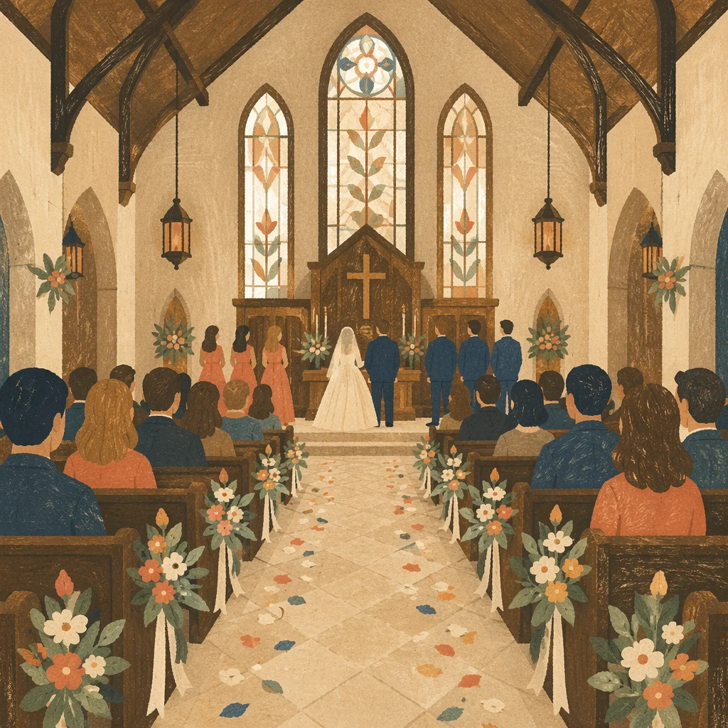Church Wedding Ceremony at Traditional Altar