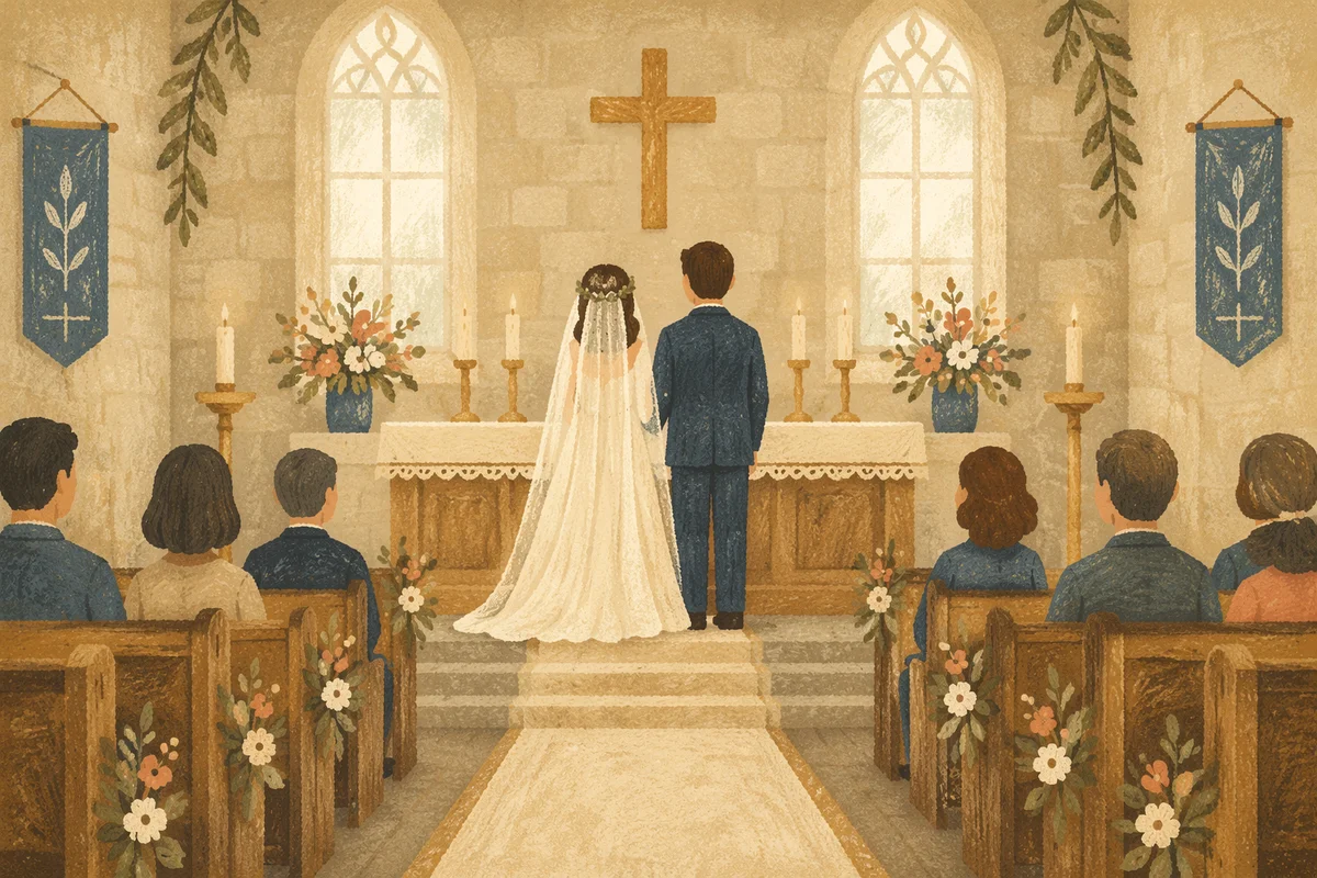 Bride and Groom at Church Altar