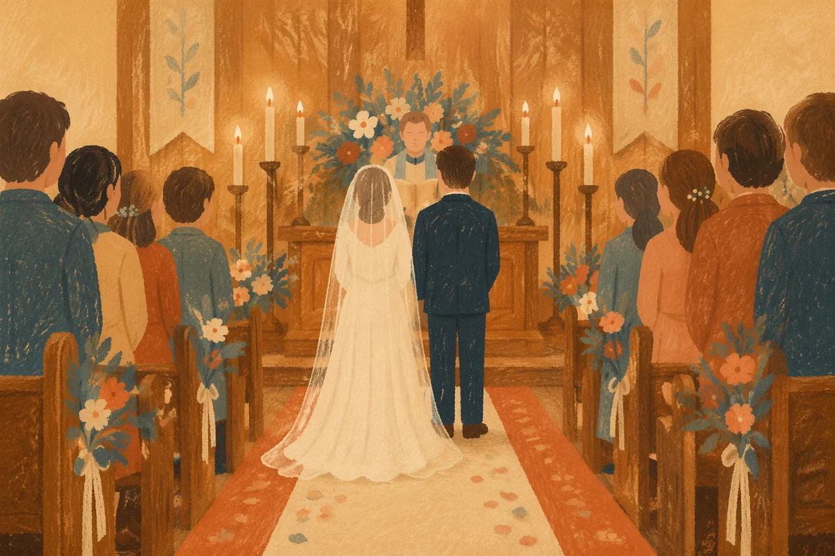 Reverent Church Wedding at the Altar