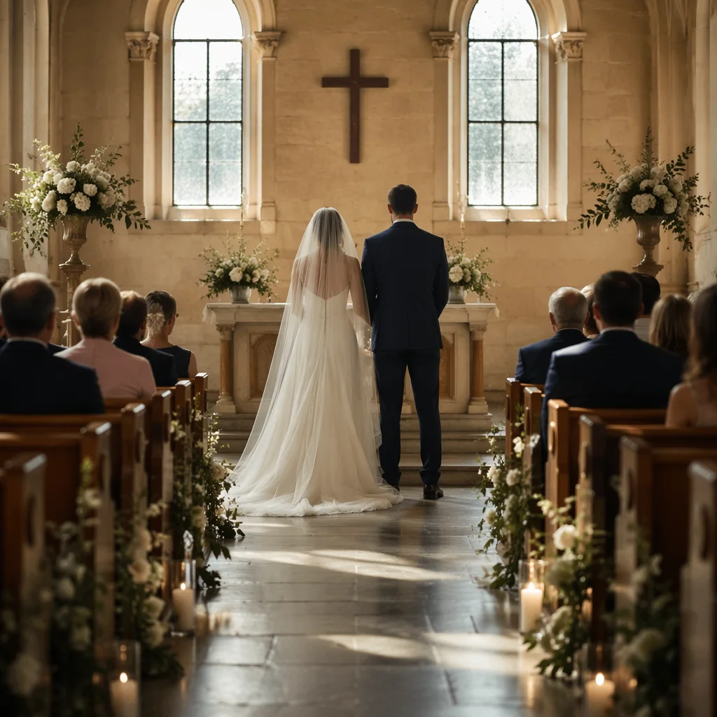 Bride and Groom at Church Altar