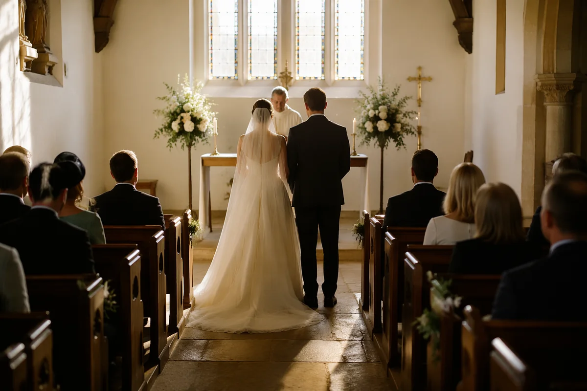 Bride and Groom at Church Altar