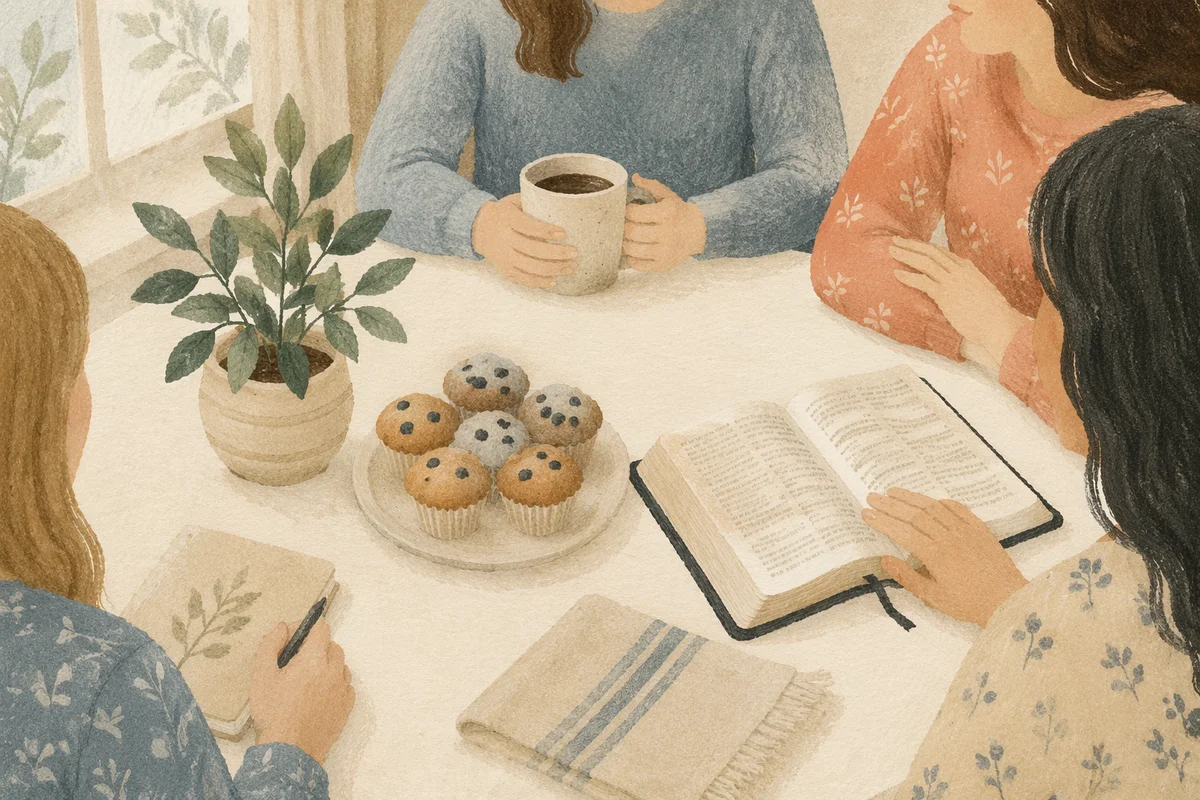 Women’s Bible Study with Coffee by Window