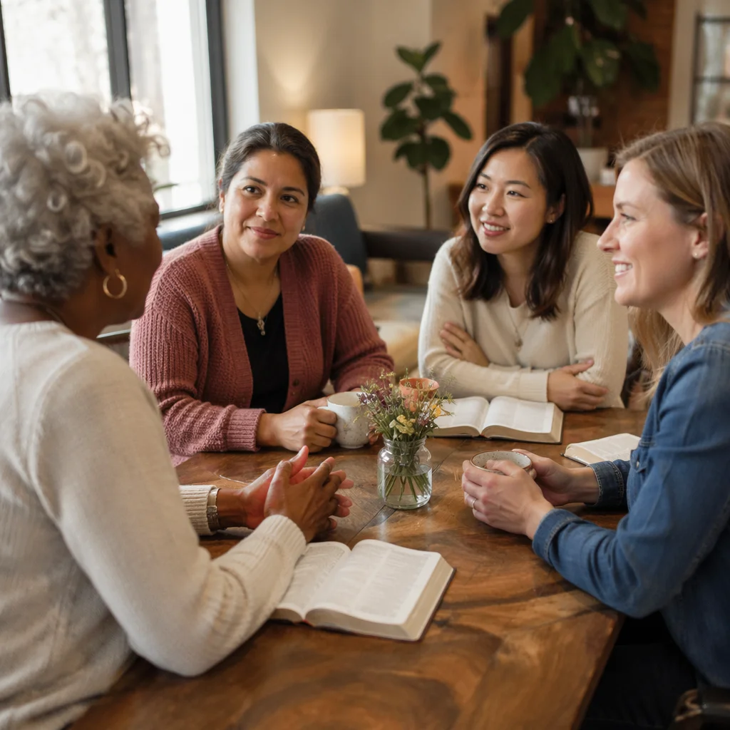 Women Sharing Coffee and Bible Study