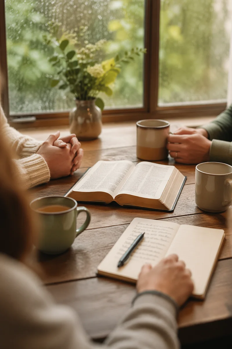 Women Bible Study with Coffee by Window