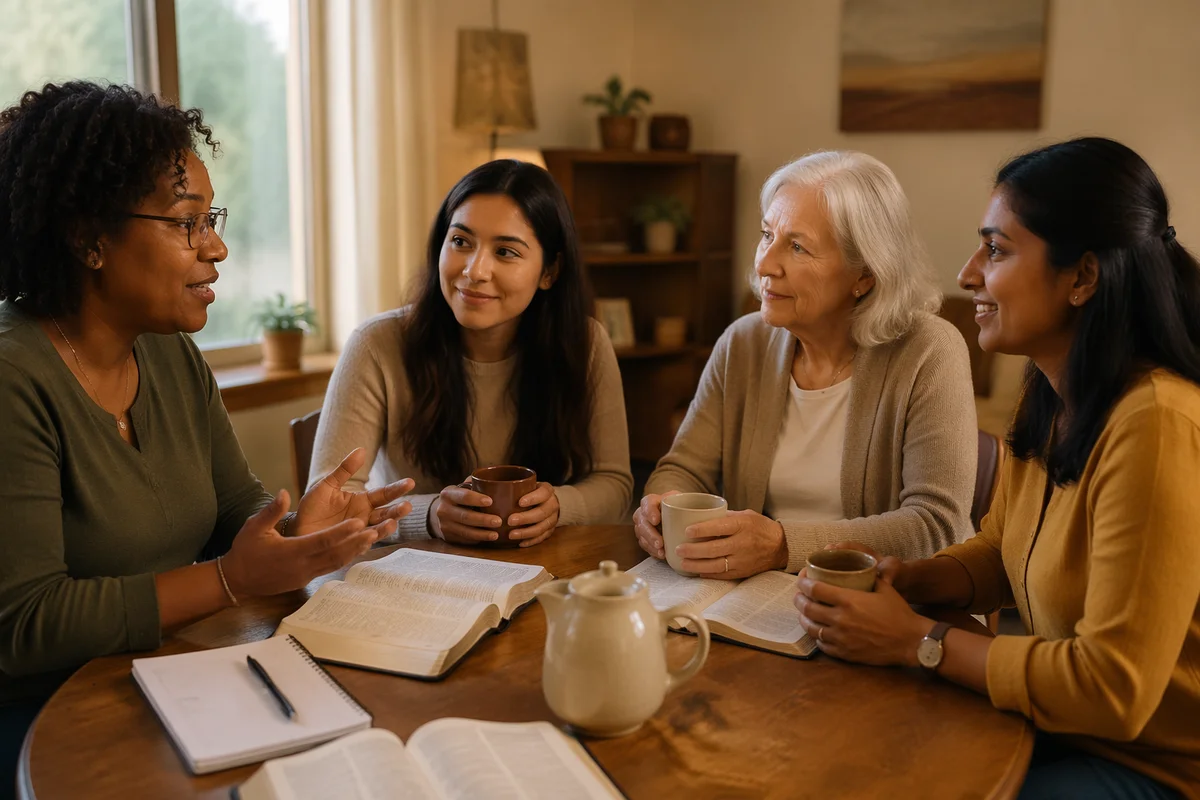 Women Sharing Bible Study Over Coffee