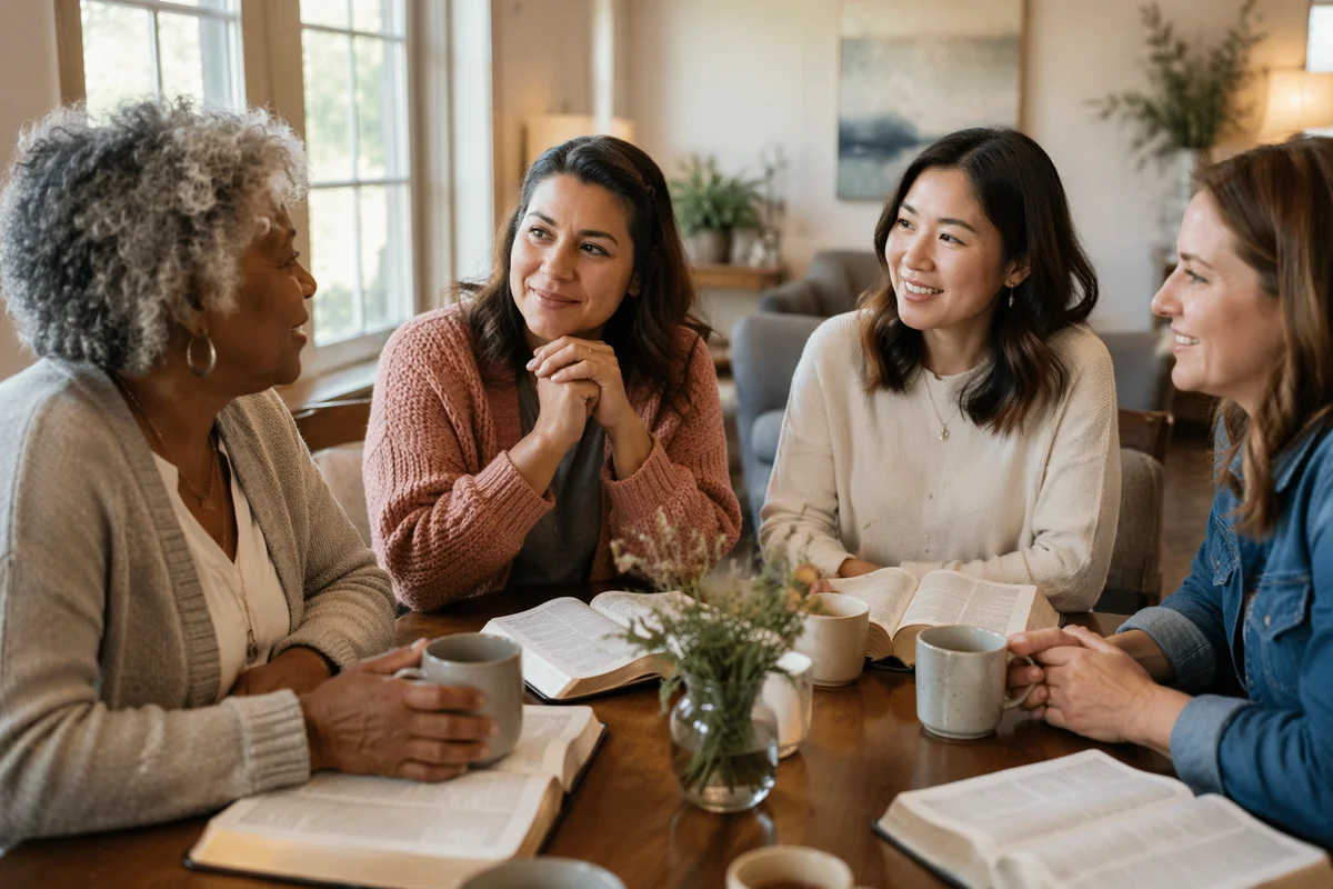 Women Sharing Coffee and Bible Study