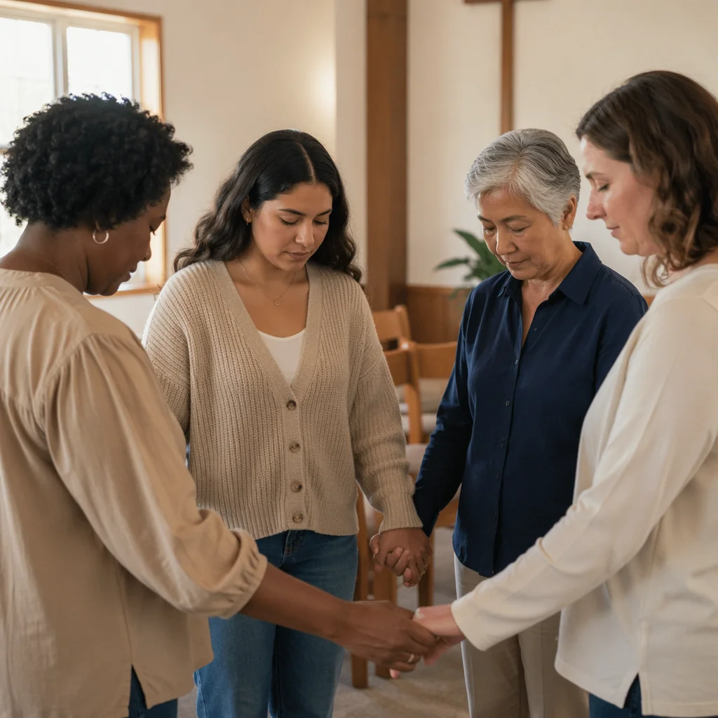 Women Holding Hands in Chapel Circle