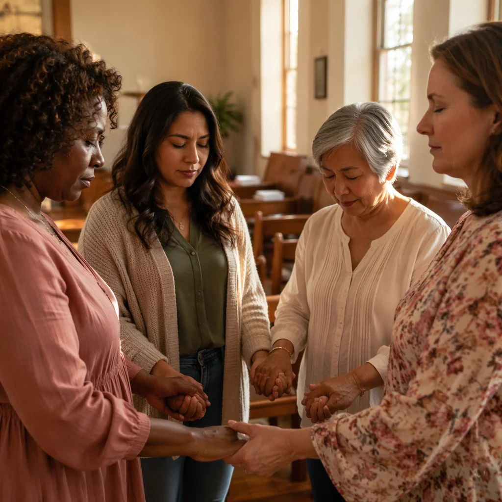 Women Holding Hands in Chapel Circle