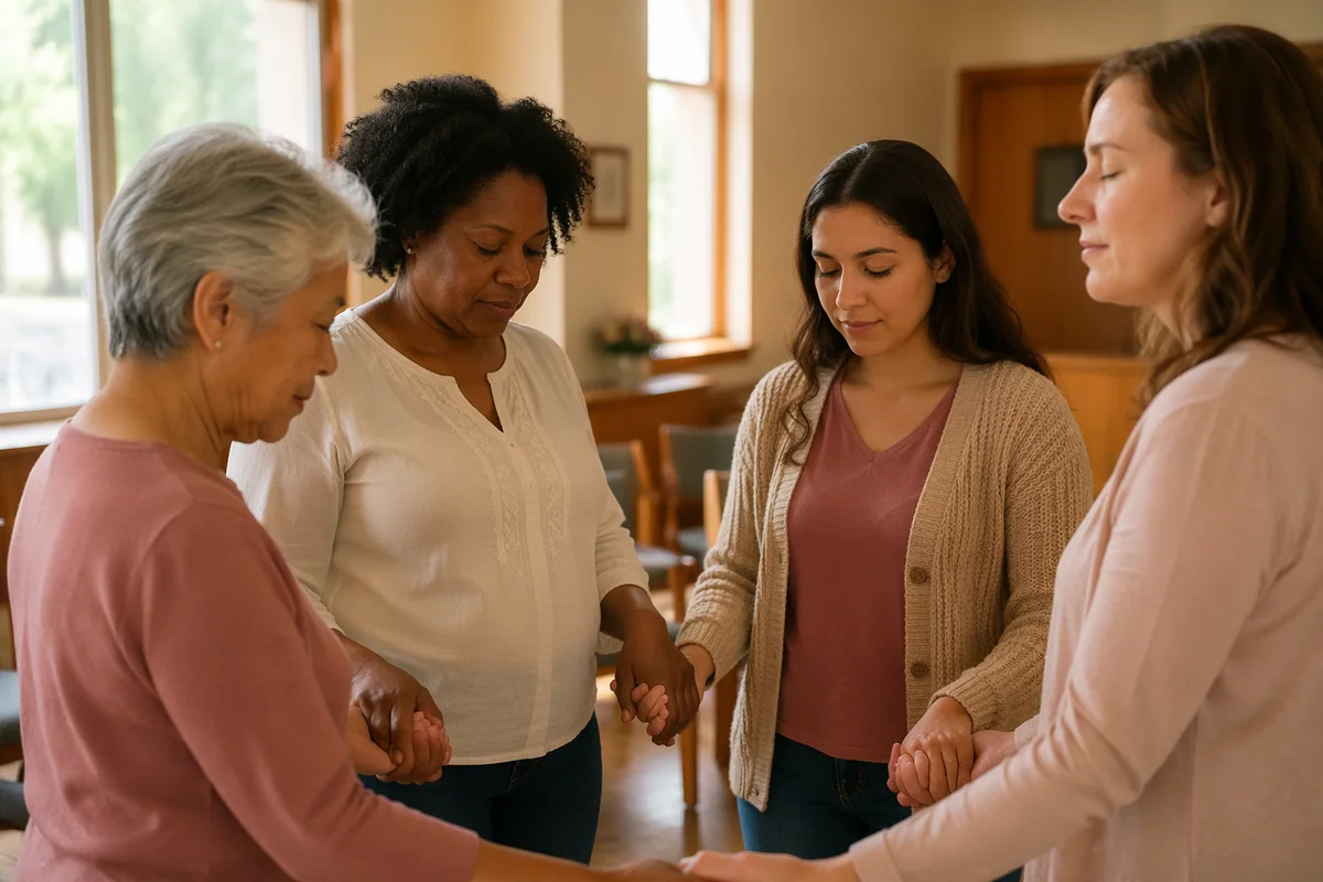 Women Holding Hands in Chapel Circle