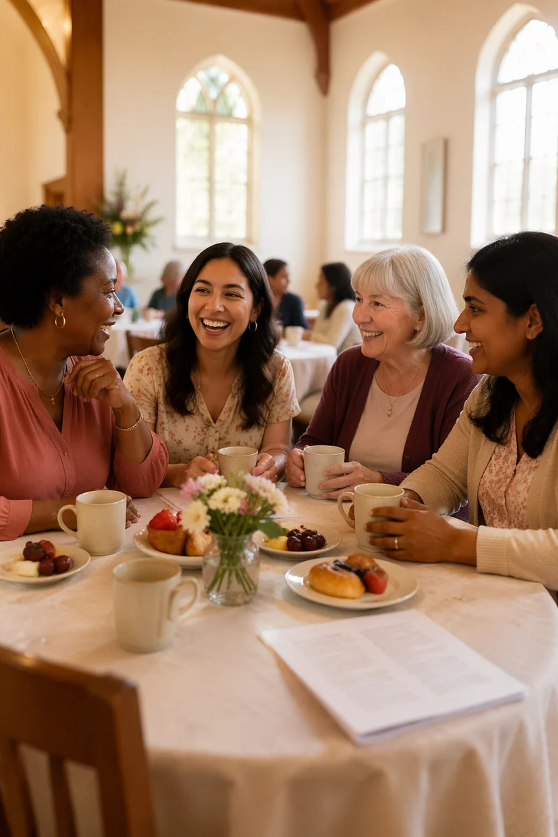 Women Sharing Brunch in Community Hall