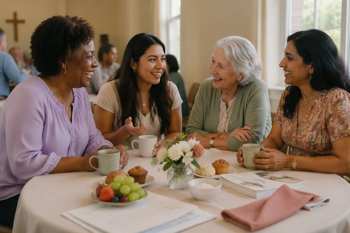 Women Sharing Brunch in Community Hall