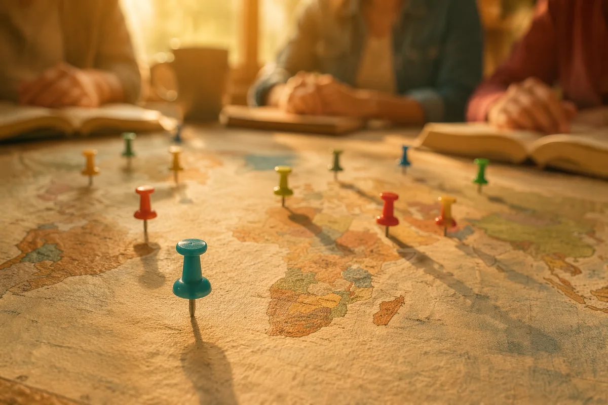 World Map Mission Fields With Colorful Pins
