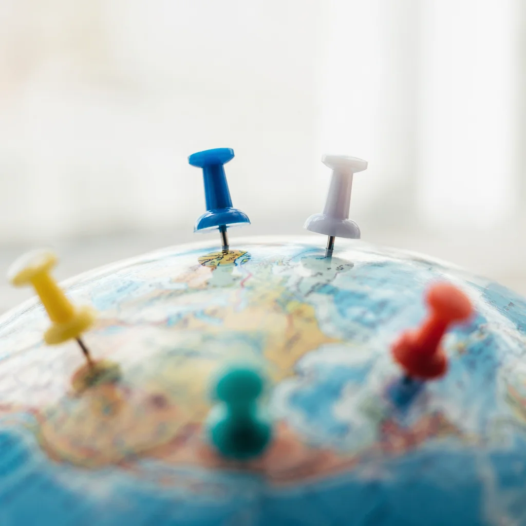 Mission Planning Globe with Colorful Pins