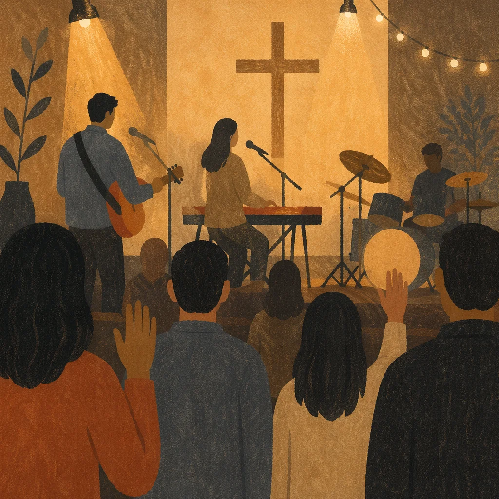 Evening Worship Band on Church Stage