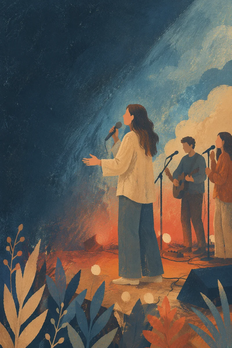 Church Worship Band in Teal Stage Light