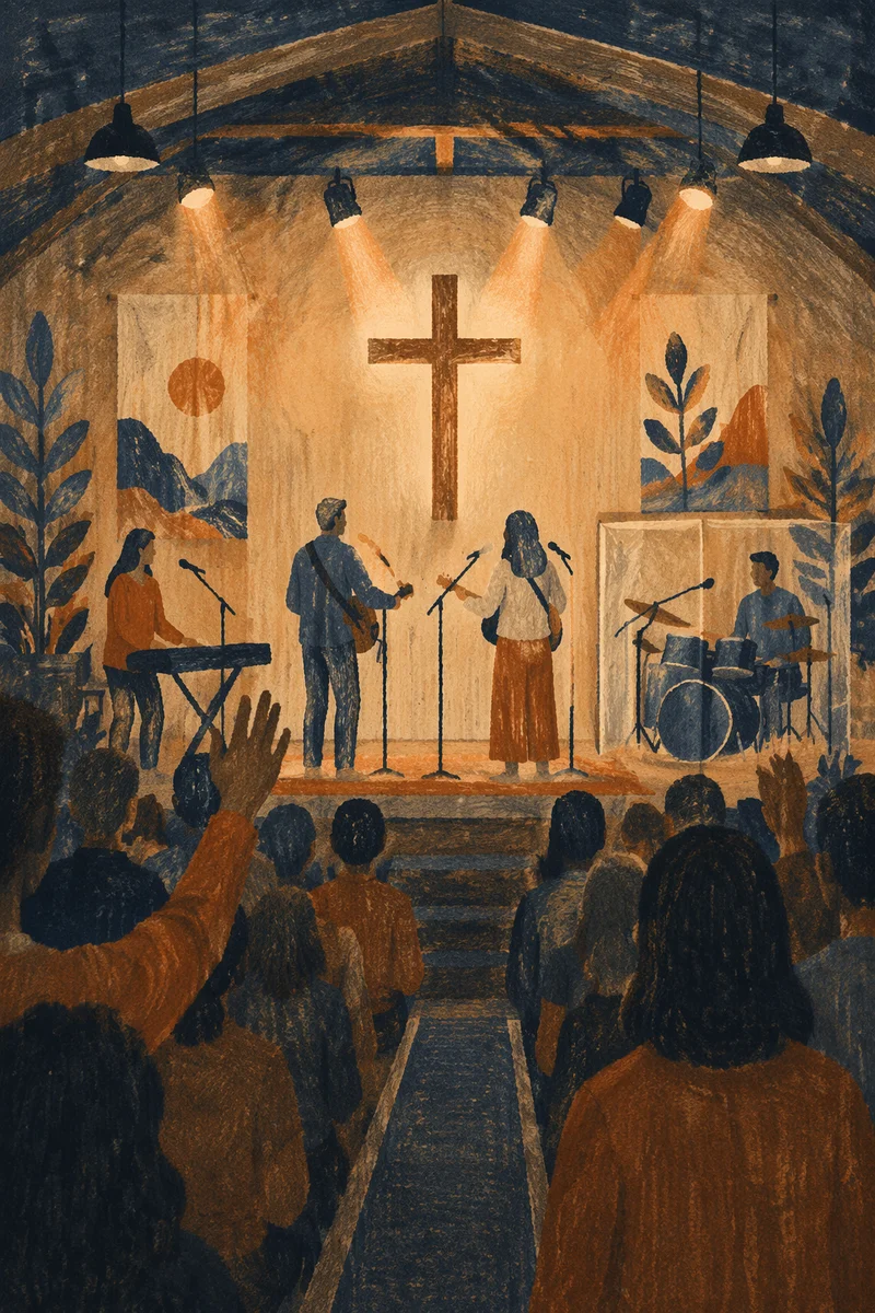 Intimate Evening Worship Band on Church Stage