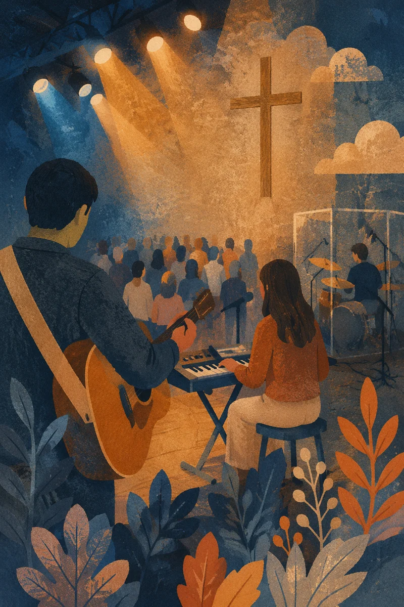 Evening Worship Band on Church Stage