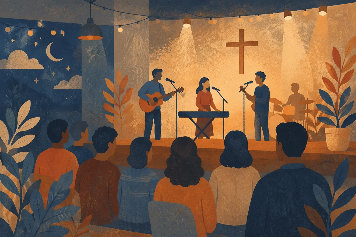 Evening Worship Band on Church Stage