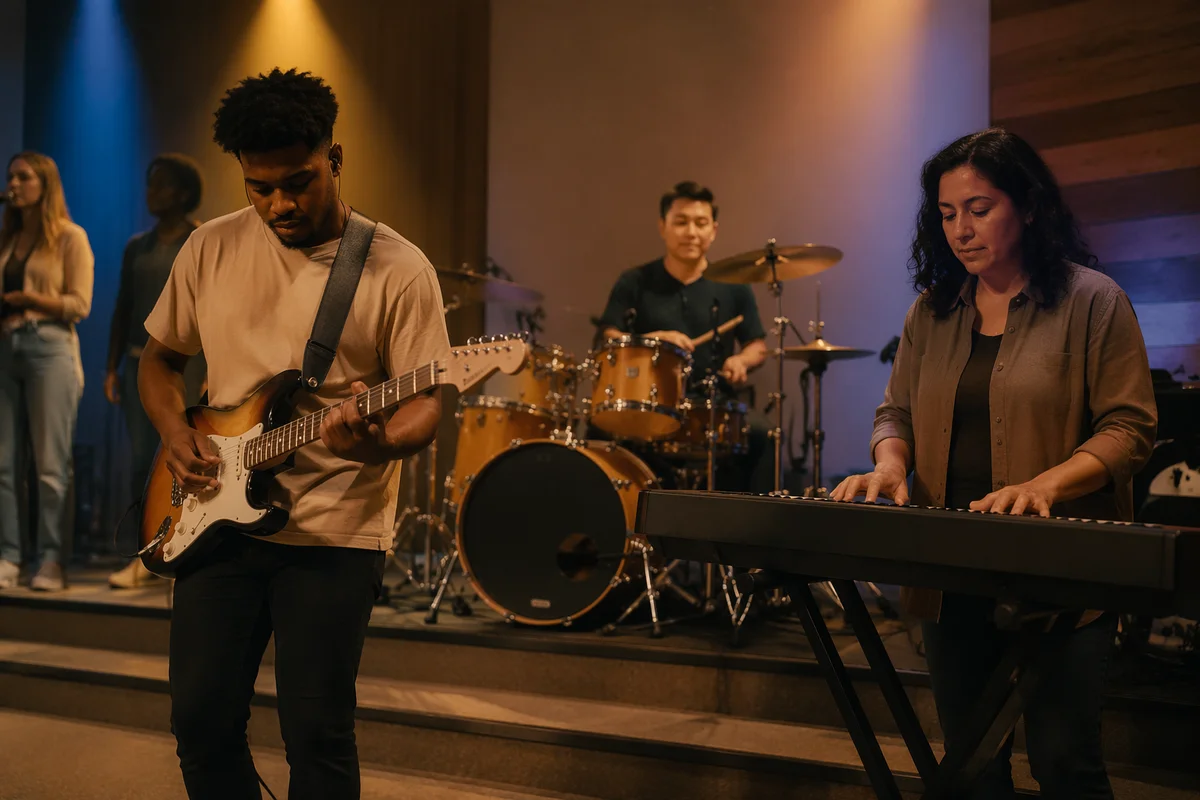 Worship Band Rehearsal on Church Stage