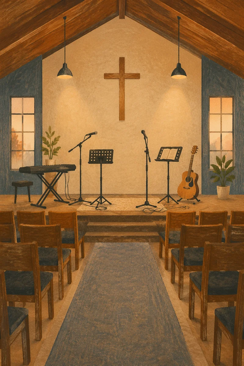 Empty Sanctuary Ready for Worship Rehearsal