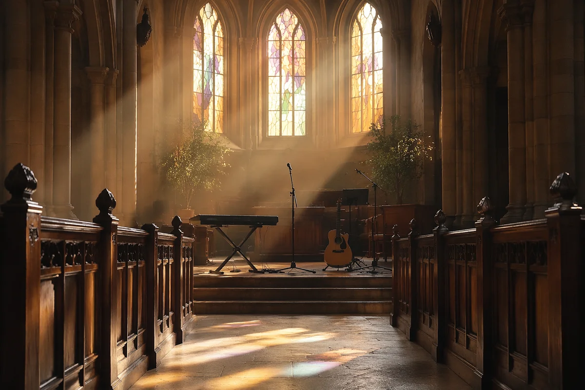 Empty Sanctuary Ready for Worship Rehearsal
