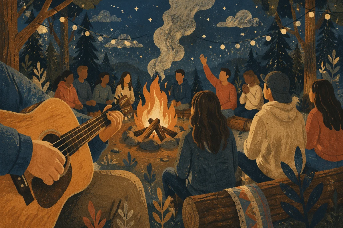 Youth Campfire Worship with Acoustic Guitar